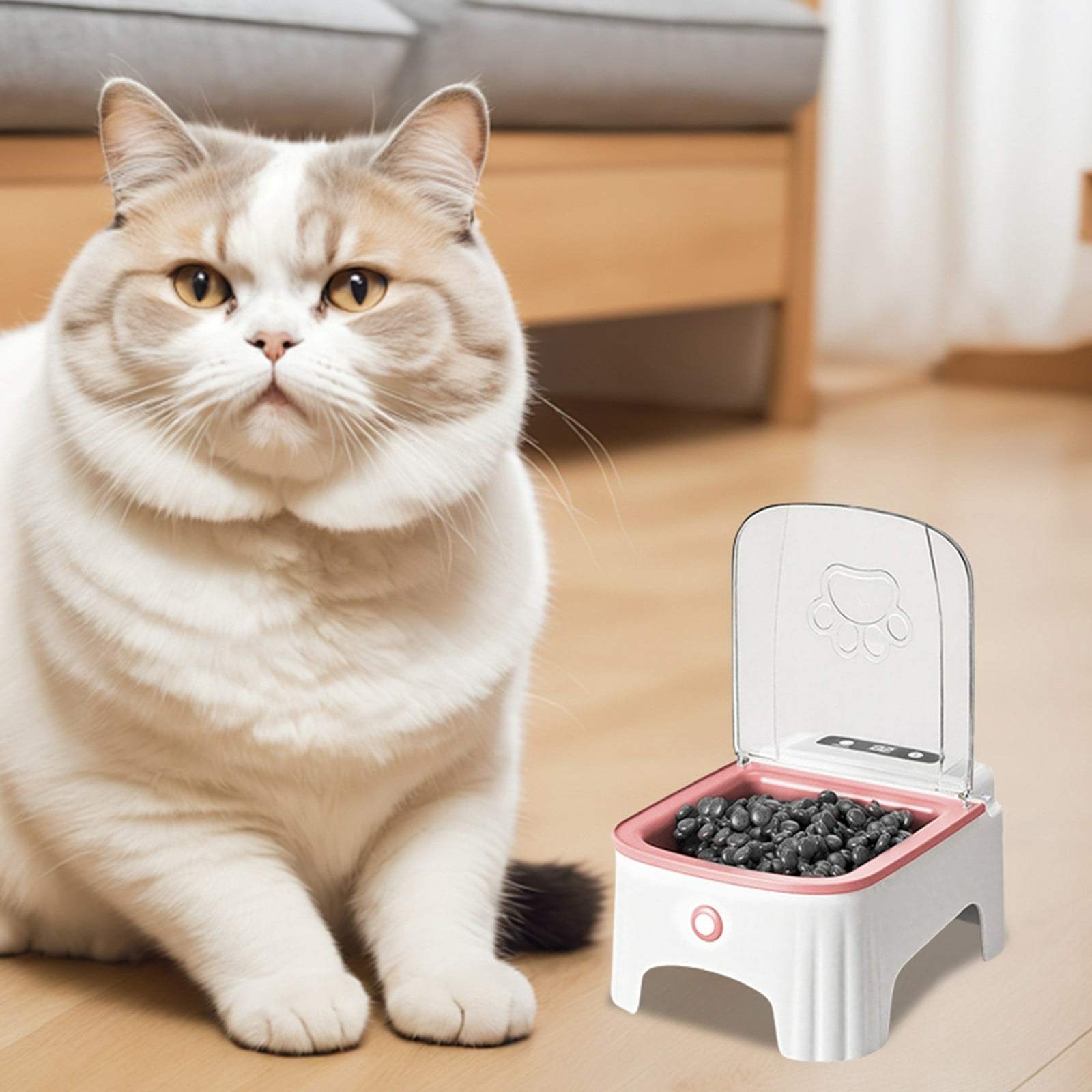 Smart Automatic Pet Feeder with Sensor Lid Opening and Programmable Timer for Cats and Dogs