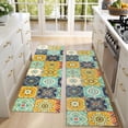 thumbnail image 4 of Kitchen Rugs Sets Of 2,Orange Boho Bohemia Floral Geometric Pattern Anti Fatigue Kitchen Mat Rugs Non Slip Washable,Decorative Kitchen Floor Mats for Kitchen,Sink,Laundry,17"X47", 4 of 5