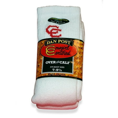 Dan Post Womens White Over The Calf Cowboy Certified Boot Socks