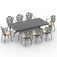 thumbnail image 2 of JERFIT 8-Person Outdoor Patio Dining Set with Beige Cushions, Black Aluminum All-Weather Garden Table and 8 Chairs, 2 of 9