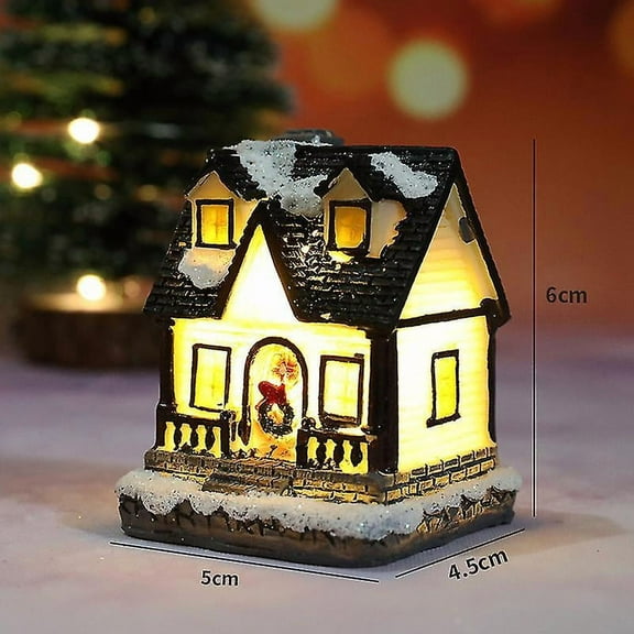 Christmas LED Light Wooden House Luminous Cabin Christmas Decorations for Home DIY Xmas Tree Ornaments New Year 2022 Kids Gifts