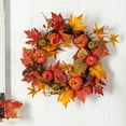 thumbnail image 5 of Nearly Natural Plastic Thanksgiving Autumn Artificial Fall Wreath, with Pumpkin Berries 24" (Orange), 5 of 5