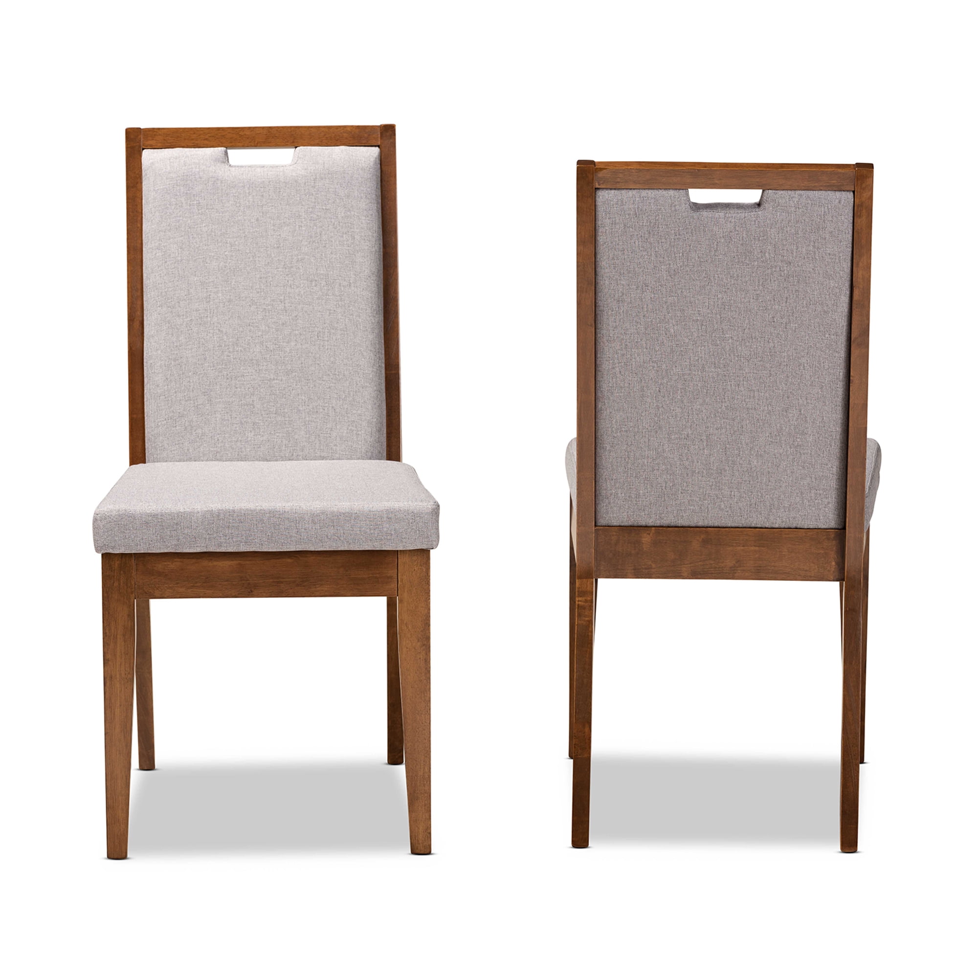 Baxton Studio Octavia Dining Chair, Set of 2, Grey and Walnut Brown