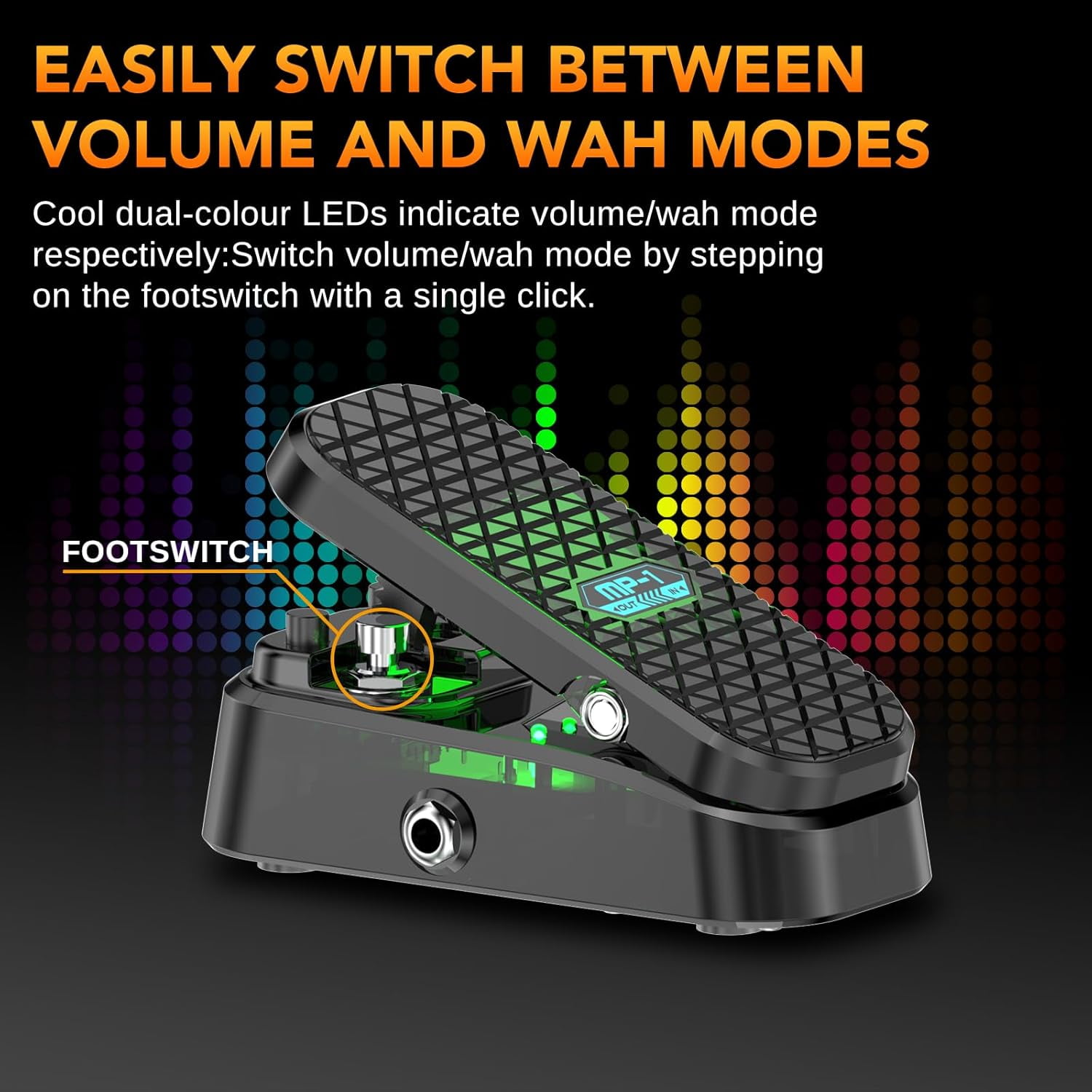 Mini Volume & Wah Combo, Pure Analog Wah Effects and Active Volume Control Pedal for Electric Guitar, RM-Type Shielded Inductor for Superior Wah Tones, 23° Wide Angle Travel, LED Mode Indicator