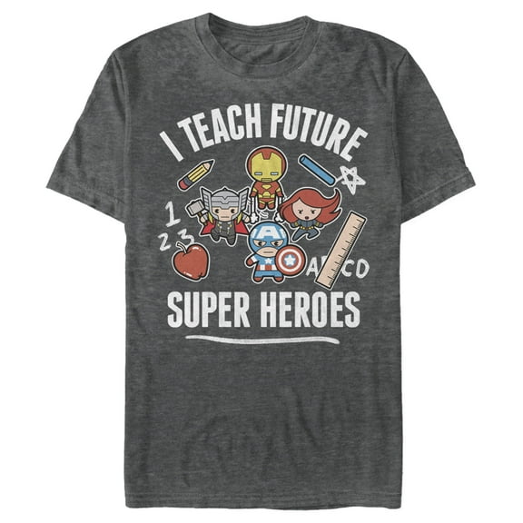 Men's Marvel Avengers Classic I Teach Super Heroes Graphic Tee Charcoal Heather 2X Large