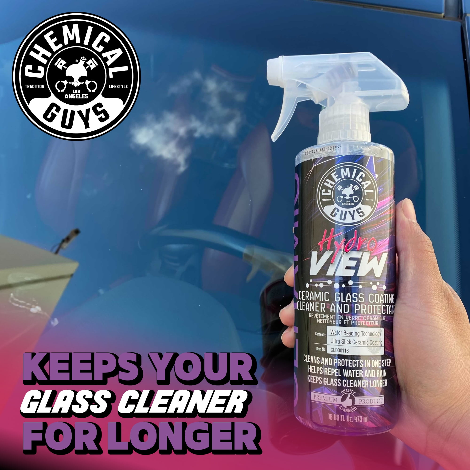 (2 pack) Chemical Guys Hydroview Automotive Glass Cleaner, Unscented, for Car, Suv, 16 oz, 1 Pack