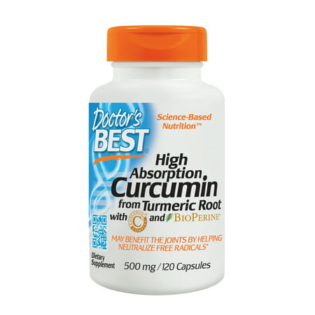 Doctor's Best Curcumin From Turmeric Root, Non-GMO, Gluten Free, Soy Free, Joint support, 500mg Caps with C3 Complex & BioPerine, 120 Veggie