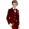 thumbnail image 4 of 5 Pieces Boys Tuxedo Velvet Kids Suits (Blazer+Pants+Vest+shirt +bowtie) Wedding Dinner Party Performance, 4 of 8