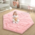 thumbnail image 4 of KIXINWA Pink Hexagon Rug for Princess Tent, Fluffy Area Rug for Kids Room, 4x4.6 Feet for Girls Tent, Furry Soft Nursery Rug, Fuzzy Plush Carpet for Teen Girls Bedroom, 4 of 7