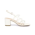 thumbnail image 3 of BLISSFUL STEP Edition Women's Square Toe Knots Ankle Strap Block Heels Sandals Lime White 7, 3 of 6