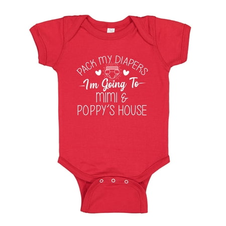 

Pack My Diapers I m Going to Mimi and Poppy s House Baby Bodysuit One Piece 12 mo Red