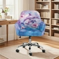 thumbnail image 3 of FOR U DESIGNS Dolphin Hibiscus Pattern Dining Chair Slipcovers with Armrest, Anti-Dust Vanity Chair Cover Mid Back Wide Seat Accent Chairs Covers for Vanity Living Room Bedroom, 3 of 8