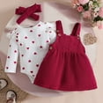 thumbnail image 5 of Weebloom Girls Fall Outfits Baby Autumn Winter Long Sleeve Bodysuit Corduroy Pinafore Dress Headband Fashion Girl Outfit Pink 9-12 Months, 5 of 9