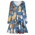 thumbnail image 3 of Animal Dog Cute Paw Print Long Sleeve Dresses For Women Vintage Elegant Party Dress Oversized V-neck Dress S-8XL, 3 of 7
