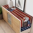 thumbnail image 4 of American Flag Table Runner - 108 Inch Long, Kitchen Dining Table Runner Dresser Scarves, Vintage Eagle Blue Red USA Flag Farmhouse Decor for Coffee Tables Wedding Party Banquet, 4 of 8