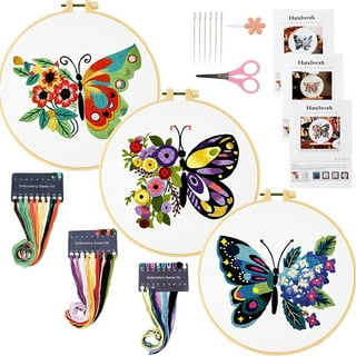 Blingpainting Butterfly Pattern Embroidery Starter 3 Sets for Beginners,  Stamped Cross Stitch Kits for Beginners Gifts (group1) 