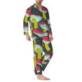 thumbnail image 2 of Naloa Green Mushroom Men’s Pajamas Set - Long Sleeve Button Down Sleep Shirt and Pajama Bottoms Sleepwear Set-Medium, 2 of 7