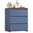 thumbnail image 7 of Nightstand with 3 Drawers, Blue Bedside Table - Bedroom Sofa Side Table with Cut-Out Handles, 17.7"W x 15"D x 21.7"H, 7 of 7