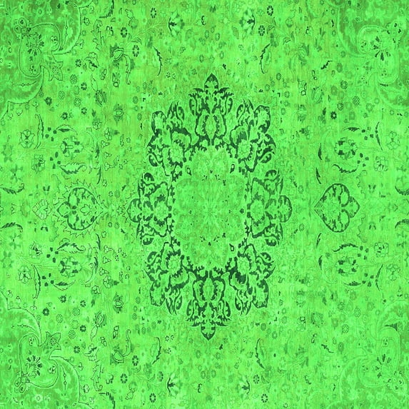 Ahgly Company Indoor Square Abstract Green Modern Area Rugs, 7' Square