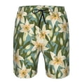 thumbnail image 3 of Logiee Lilies Flowers Print Mens Swim Trunks Quick Dry Board Shorts,Breathable Hawaii Beach Shorts Swimwear Bathing Suits-Large, 3 of 6