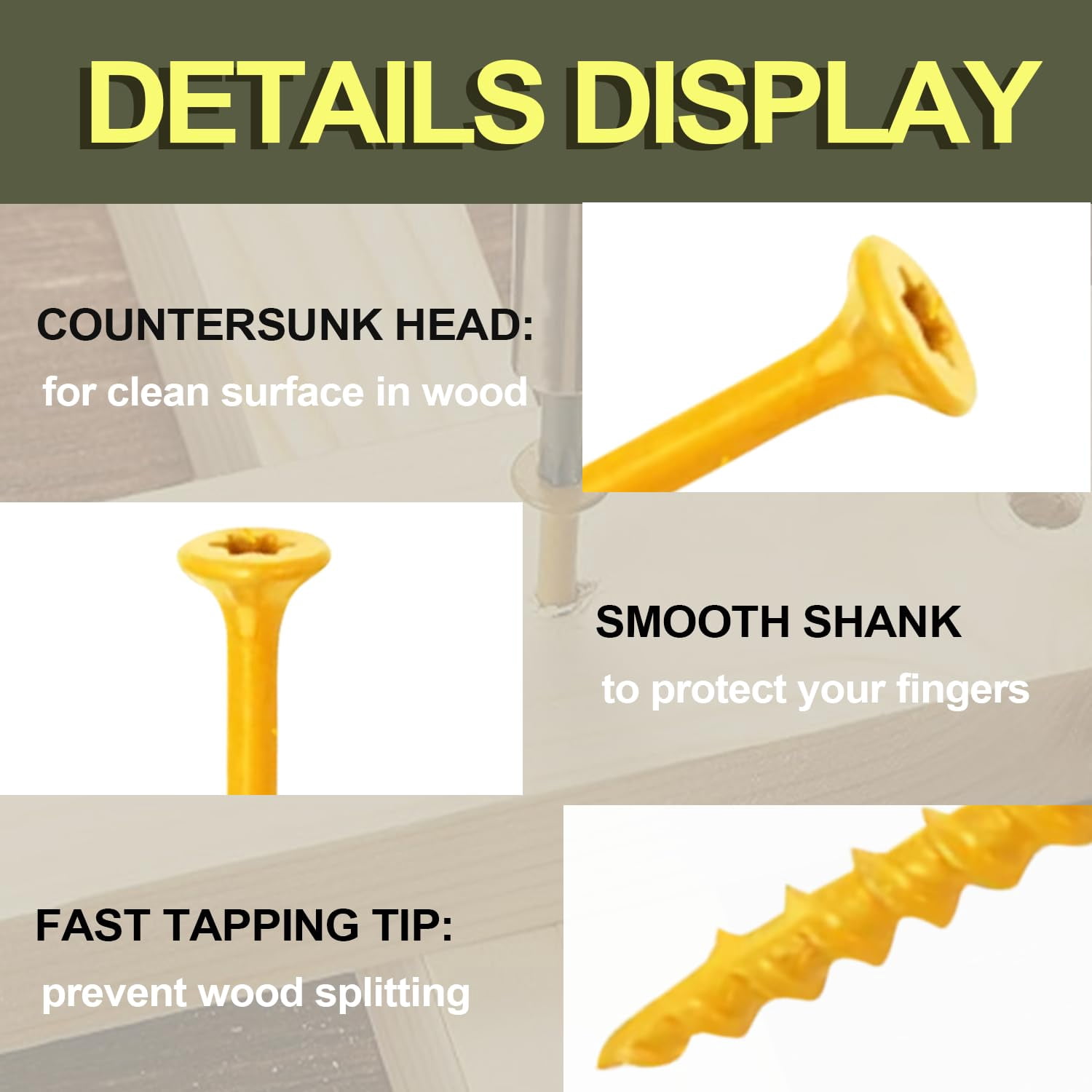 #8 x 1-1/2" T25 Torx Tan Deck Screws, Self-Tapping Wood Screws for Outdoor Decking and Fencing, 450PCS