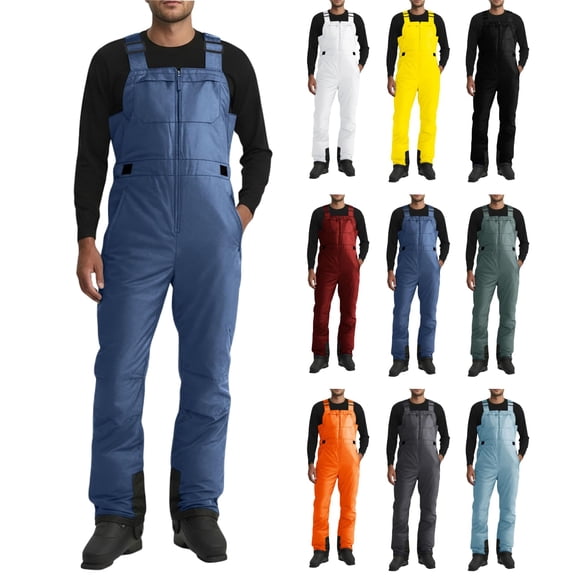 dgysar Men's Waterproof Snow Ski Pants Insulated Warm Winter Outdoor Snowboard Bibs with Suspenders Wine L