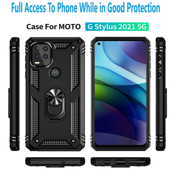 Motorola Moto G Stylus 5G Case,  STARSHOP Drop Protection Ring Kickstand Cover- Black