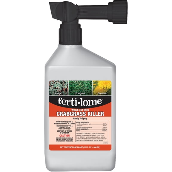 Fertilome Ready To Spray Weed Out with Crabgrass Killer, 32fl oz - Selective, Broadleaf Herbicide Concentrate with Hose-End Attachment
