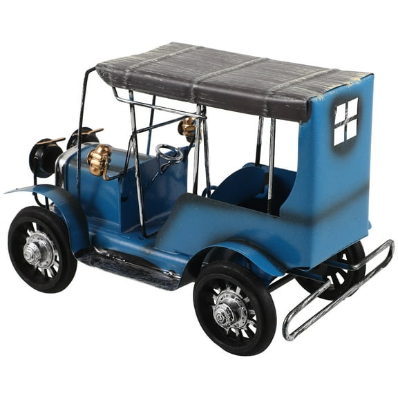 Raindrops Blue Vintage Car Model Toy with Moveable Wheels for Home Decor and Kids Play Iron Made 3.5 Inches