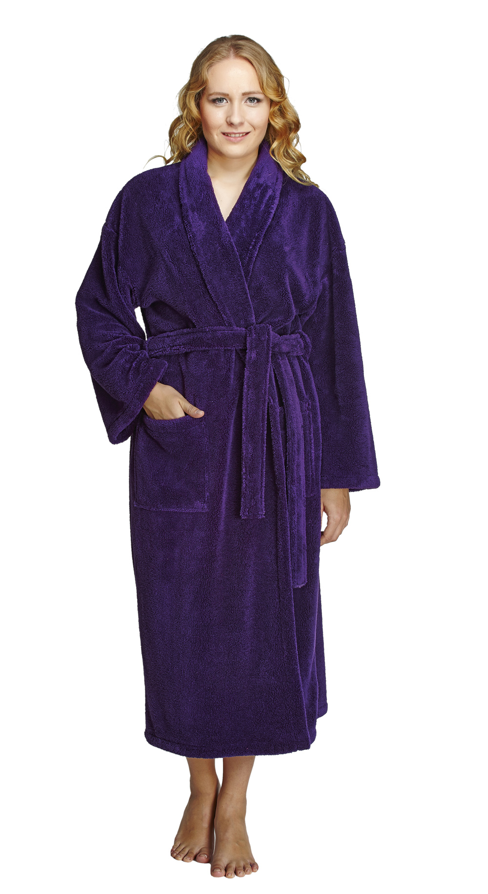 Women's Shawl Collar Fleece Plush Robe Turkish Bathrobe