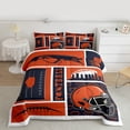 thumbnail image 2 of jejeloiu American Rugby City Queen Comforter Set,Orange Sport Helmet Bedding Comforter Set For Kids Reversible 3pcs, 2 of 8