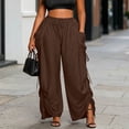 thumbnail image 2 of SAWOBUUN Womens Harem Pants Palazzo Pants Wide Leg Lounge Pants Drawstring Loose Fit Casual Trousers, 2 of 6