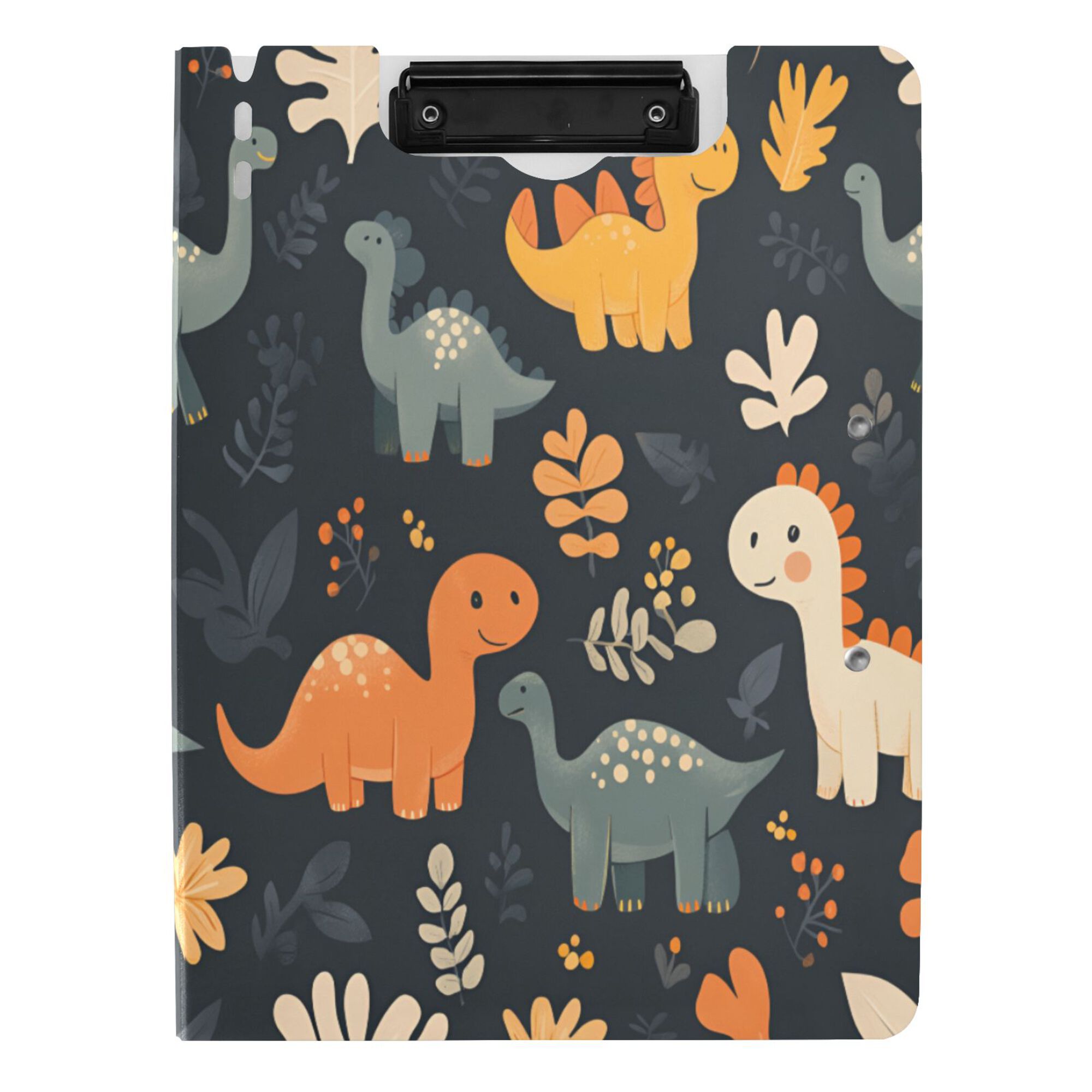 FORMRS A4 Clipboard Folder with Pen Holder Horizontal Foldable School Office Binder, Cartoon Dinosaur