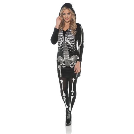 UNDERWRAPS Women's Skeletal Hoodie Dress - Halloween Costumes for Women & Men, Cosplay Dress Up for Adults, Outfit for Themed Events