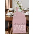 thumbnail image 4 of Table Runner Dresser Scarves 36 Inch Long, White and Black Word on Pink Linen Dining Table Runners Positive Sparkle Quote Tabletop Scarf for Wedding Holiday Party Kitchen, 4 of 7