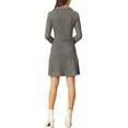thumbnail image 3 of INSPIRE CHIC Women's Faux Suede Lapel Neck Long Sleeve A-Line Dress M Dark Gray, 3 of 6