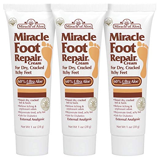 3Pack Miracle Foot Repair Cream 1 ounce tube with 60 UltraAloe