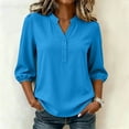 thumbnail image 2 of GUACER Half Sleeve Henley Blouses for Women V-Neck Button-Up Top Flowy Lightweight Shirts for Casual & Office Wear, 2 of 7