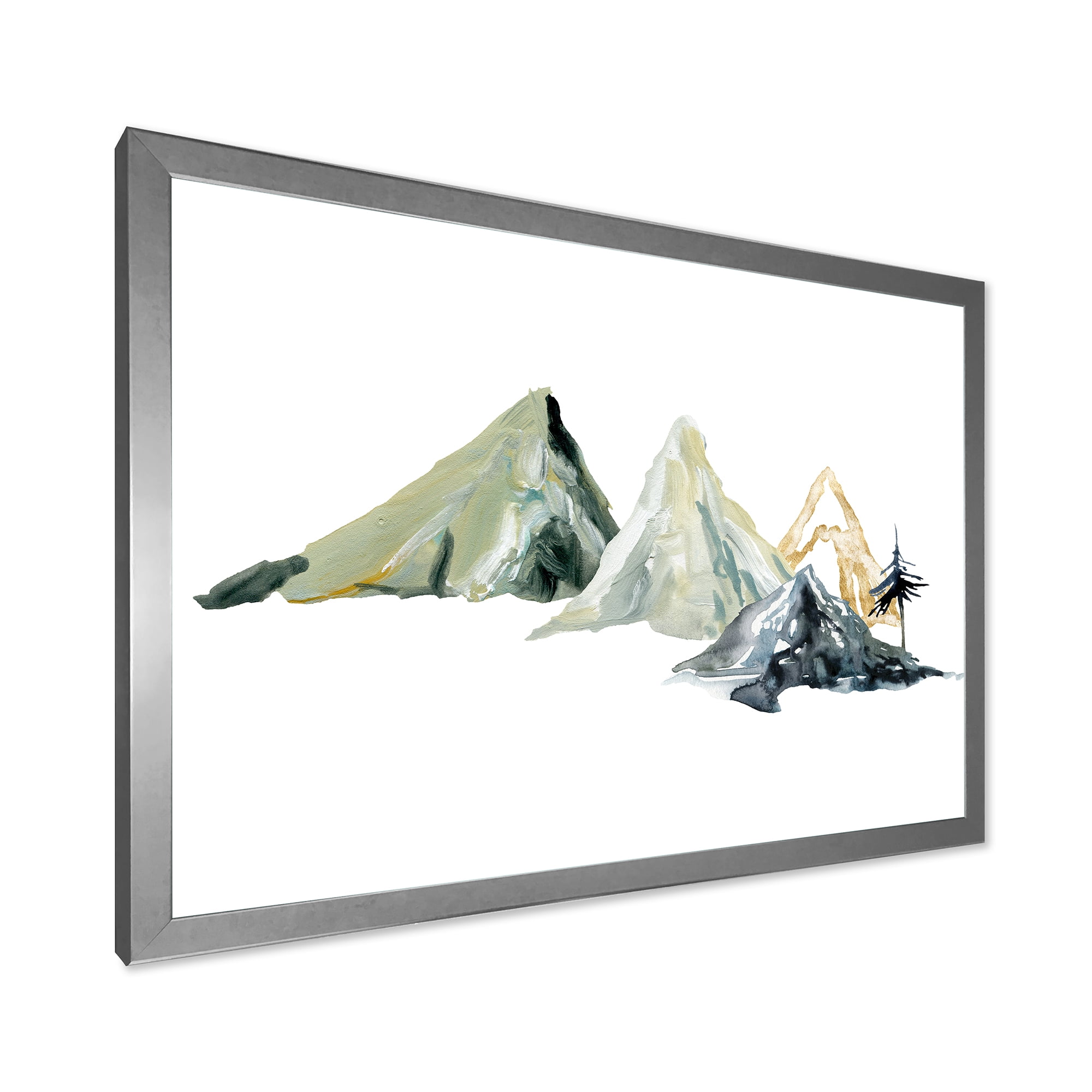 Designart 'Dark Blue Mountain Landscape Winter Minimalistic I' Modern Framed Art Print