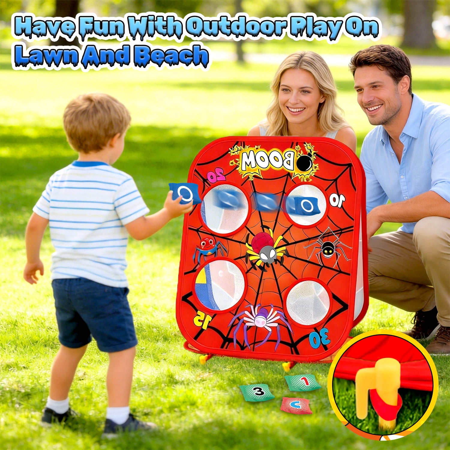 Caunedy 5 in 1 Bean Bag Toss Game Set,Family Party Supplies for Kids,Fun Outdoor Games Toys Gifts for Kids Age 3-10