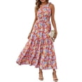 thumbnail image 1 of Vestido PRETTYGARDEN Maxi Floral para Mujer con un Hombro Naranja Talla L, 1 of 8
