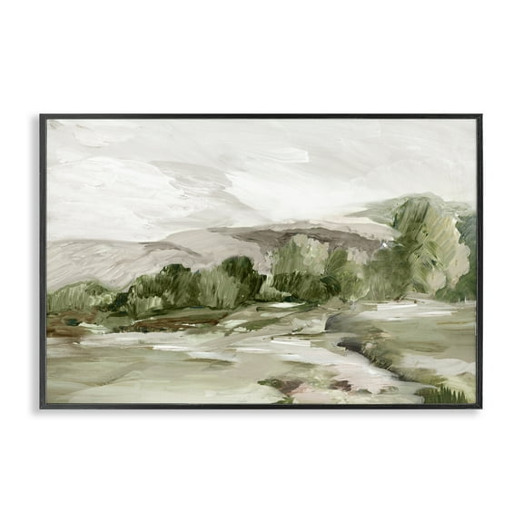 Stupell Industries Tree Line From Afar Landscape & Nature Painting Black Framed Art Print Wall Art, 18 x 12