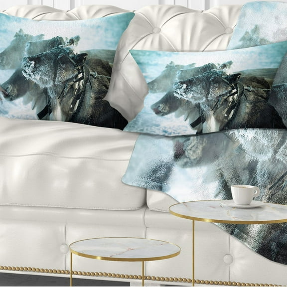 Designart Muzzle Reindeer in Frost - Animal Throw Pillow - 12x20