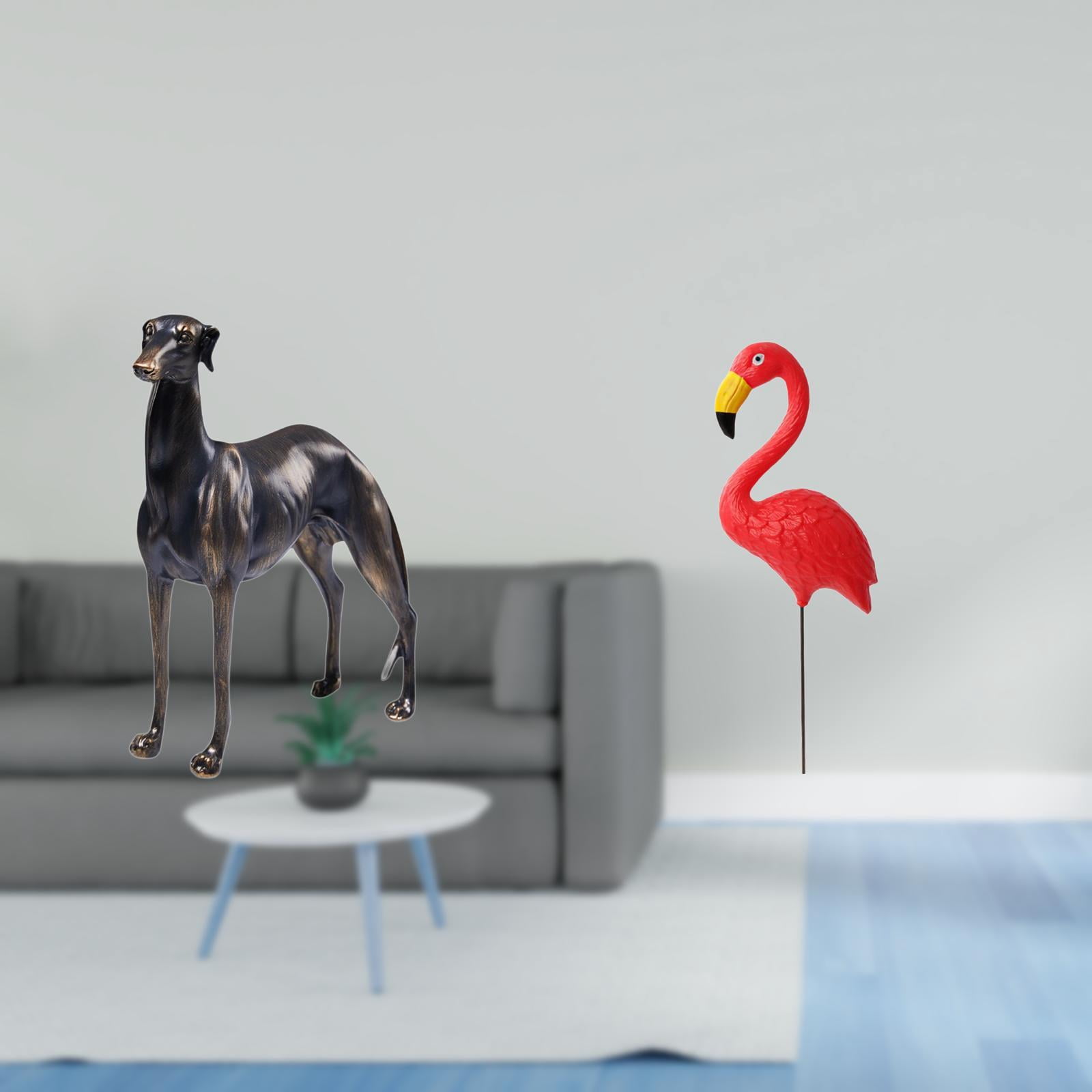 CarpNettore Dog Bird Statue Resin Animal Figurine Home Decor Table Centerpiece Sculpture Desk Figure for Living Room Hotel Christmas Yard Art Ornament Backyard Fairy Garden Accessories Flamingo