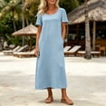 thumbnail image 2 of Horkkom Tshirt Dress Women Summer Short Sleeve Crew Neck Maxi Dresses Vacation Loose Casual Dresses with Pockets L, 2 of 9