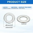 thumbnail image 2 of 20 Pcs M8.5 304 Acier Inoxydable Rondelles Plates 8.5mm ID 16mm OD 1mm Épais, Argent, 2 of 6