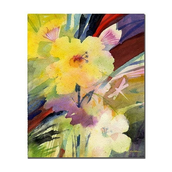 Trademark Fine Art Sheila Golden 'Yellow Dragonfly' Canvas Art 26x32 Inches (SG051-C2632GG)