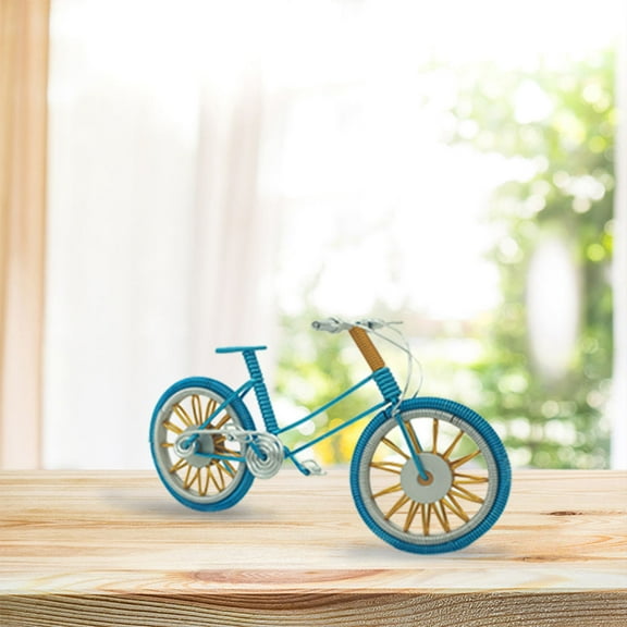 LABSERRON 1Set Bicycle Shape Ornament Blue Aluminium Wire Mini Figurine For Homeowners Decoration Craft