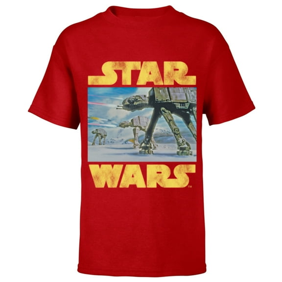 Star Wars Vintage Imperial AT-AT Battle of Hoth - Short Sleeve T-Shirt for Kids -Customized-Red