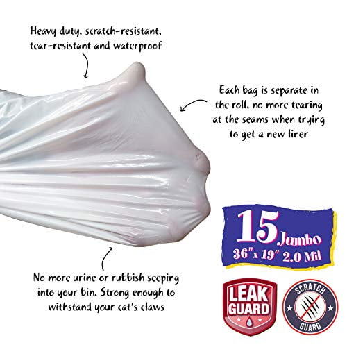 Easy Clean Up Jumbo Scented Litter Pan Box Liners 30 ct Bags with Ties for Pet Cats Fresh Kitty Super Thick Durable 